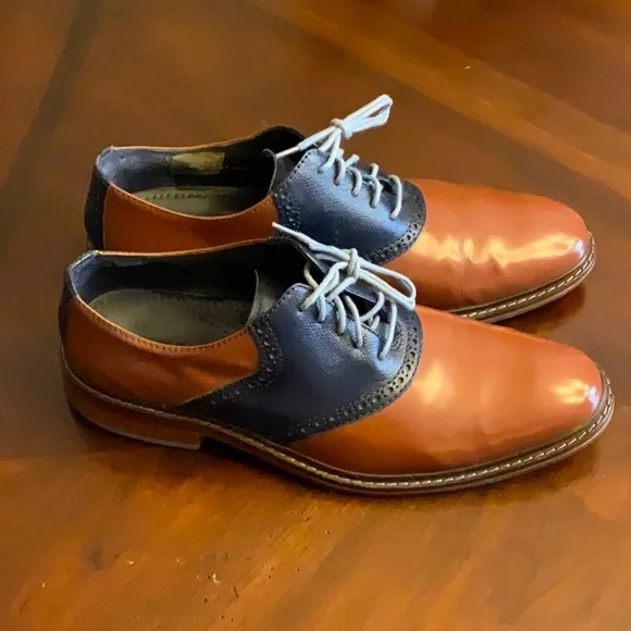 Cole Haan Brown and Blue Oxford Shoes Classic Design - Picture 4 of 10